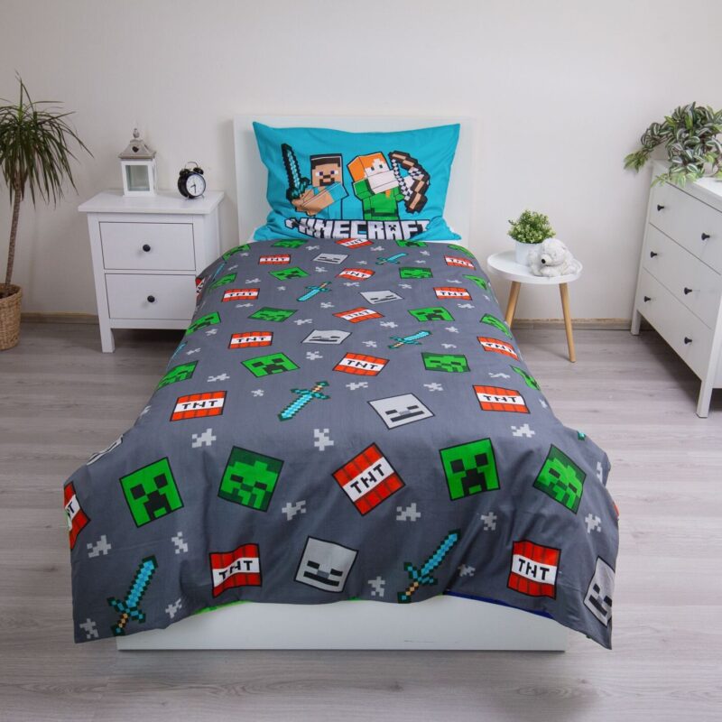100% katoen dekbedset groen van Minecraft in 140 x 200 cm