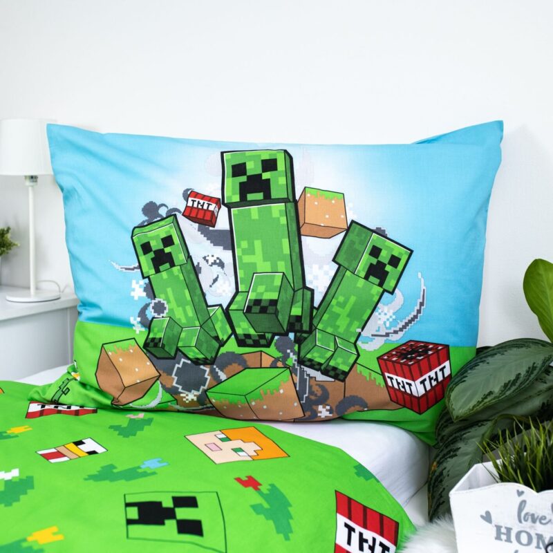 Minecraft dekbedovertrek 140 x 200 cm van 100% katoen, Outdoor Mobs