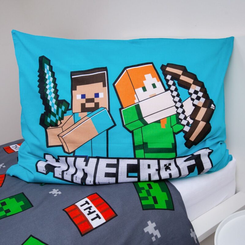 Minecraft dekbedovertrek 140 x 200 cm van 100% katoen, groen