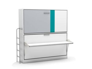 Multimo stapelbed Smart Bunk met bureau - Geel, Turquoise, Wit
