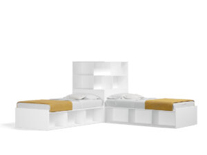 Multimo opklapbed Hoek twee bedden 90 x 200 cm - Wit