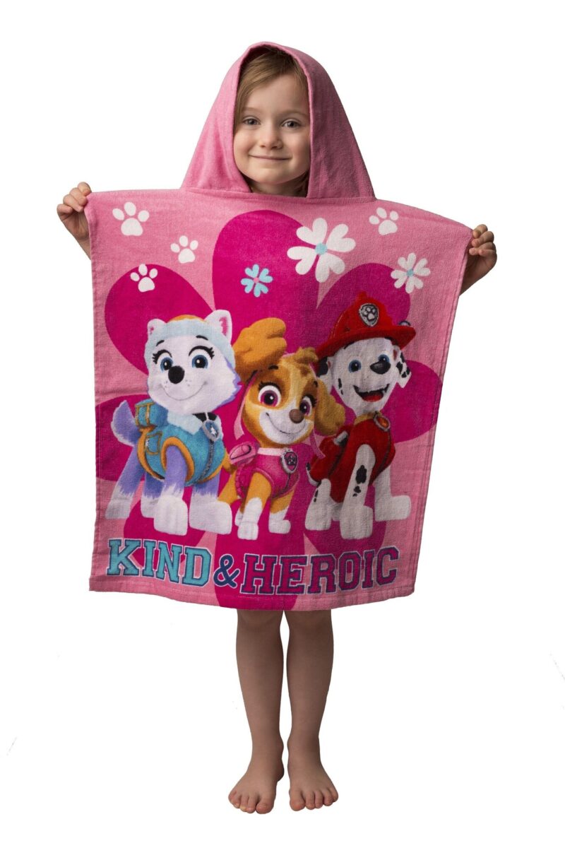100% katoen poncho Kind & Heroic 50 x 115 cm van Paw Patrol in 50 x 115 cm