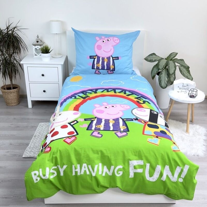 100% katoen dekbedset Busy Glow in the Dark 140 x 200 cm van Peppa Pig in 140 x 200 cm