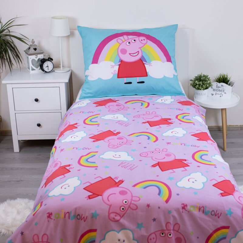 100% katoen dekbedset Regenboog 140 x 200 cm van Peppa Pig in 140 x 200 cm