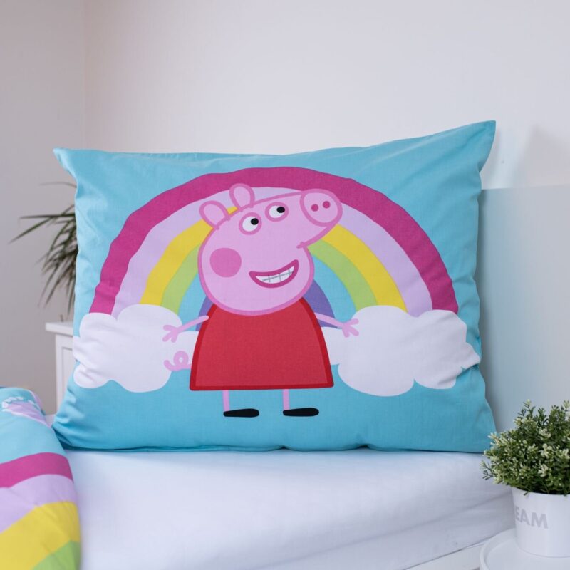 Peppa Pig dekbedovertrek 140 x 200 cm van 100% katoen, Regenboog 140 x 200 cm