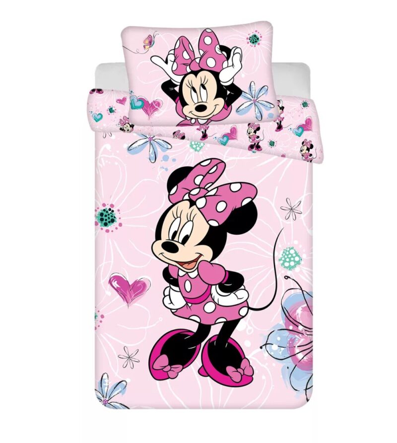 Flowers overtrek van Disney Minnie Mouse, 100 x 135 cm, kussensloop 40 x 60 cm