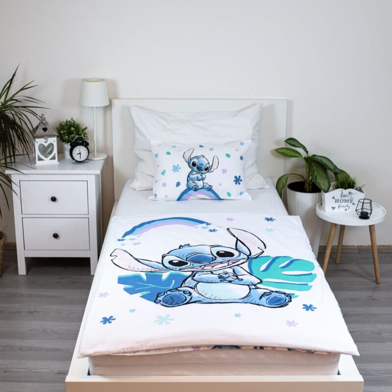 Regenboog overtrek van Lilo en Stitch, 100 x 135 cm, kussensloop 40 x 60 cm