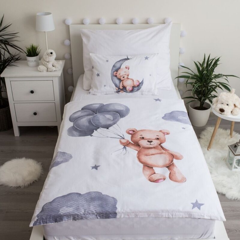 Teddybear & Ballonnen overtrek van Sweet Home, 100 x 135 cm, kussensloop 40 x 60 cm