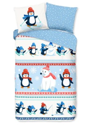 Good Morning dekbedovertrek pinguins - Multicolor - 135 x 200 cm - 100% katoen/flanel