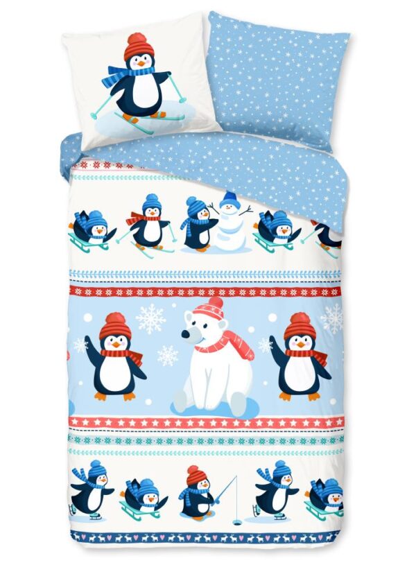Good Morning dekbedovertrek pinguins - Multicolor - 135 x 200 cm - 100% katoen/flanel