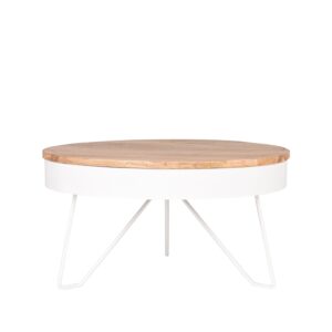 LABEL51 Salontafel Saran - Wit - Mangohout - 80 cm - Rond