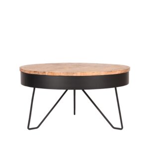 LABEL51 Salontafel Saran - Zwart - Mangohout - 80 cm - Rond