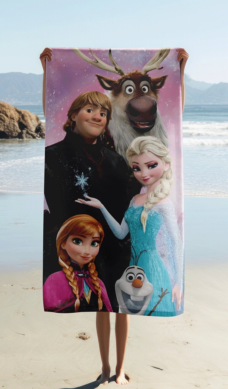Roze 70x140cm badlaken van Disney Frozen, 70 x 140 cm