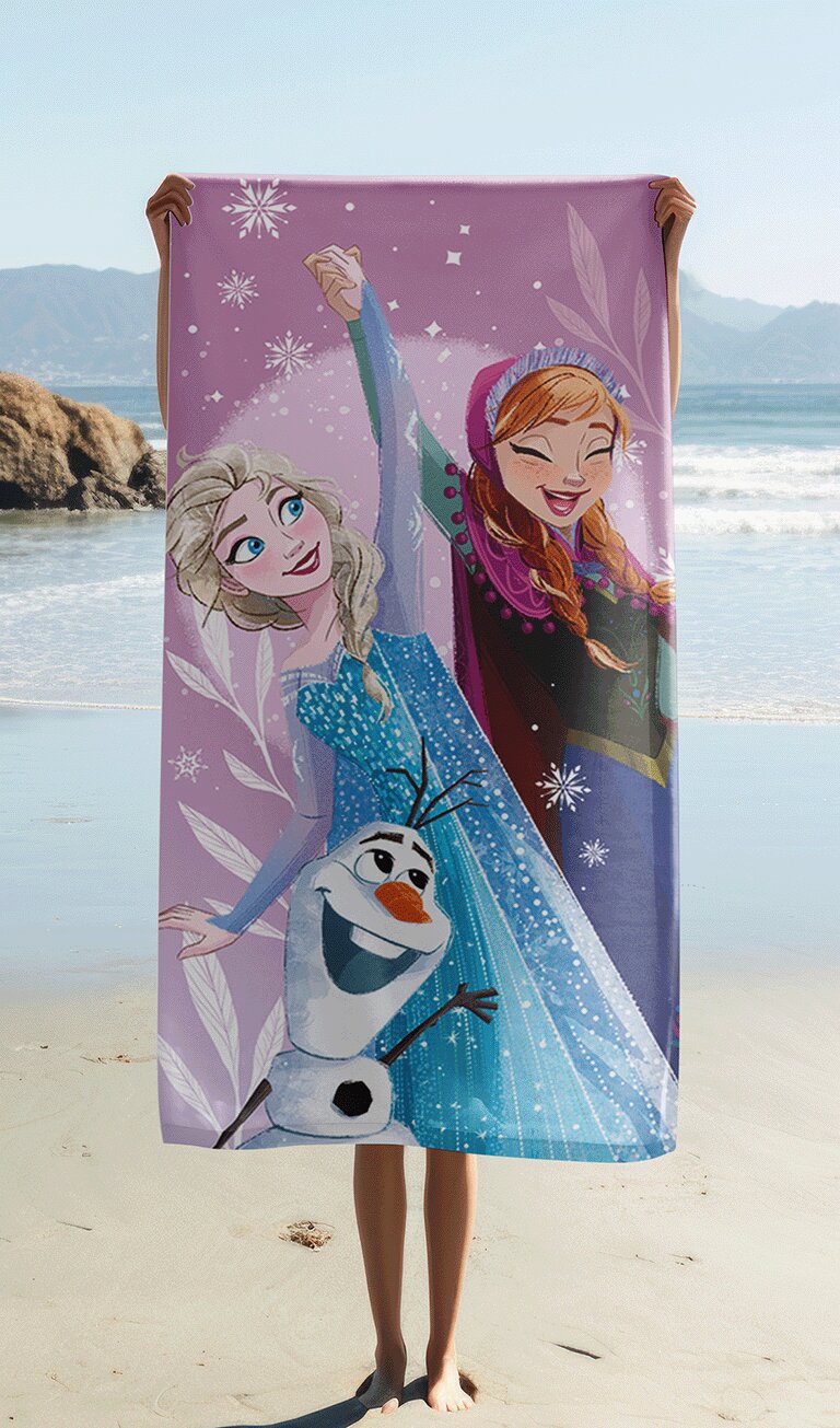 Roze 70x140cm katoen badhanddoek van Disney Frozen, 70 x 140 cm