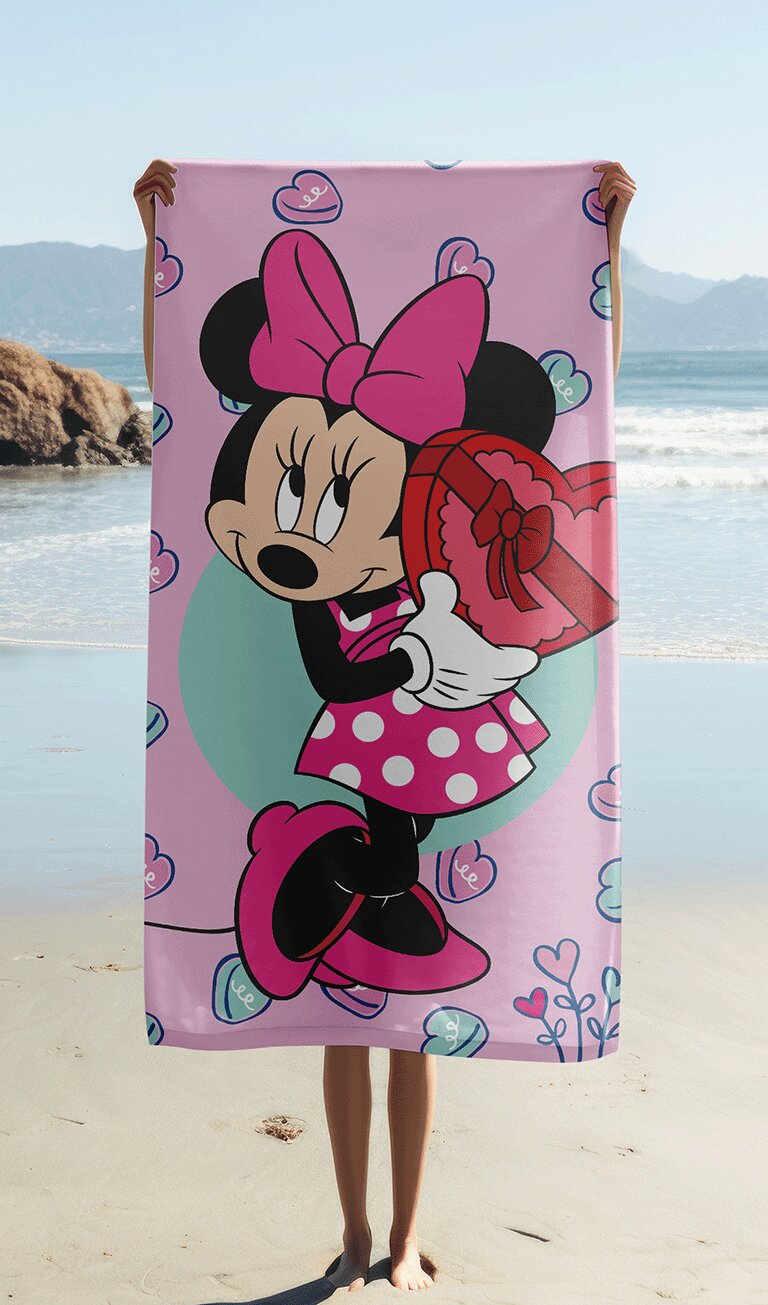 Hearts 70 x 140 cm badlaken van Disney Minnie Mouse, 70 x 140 cm