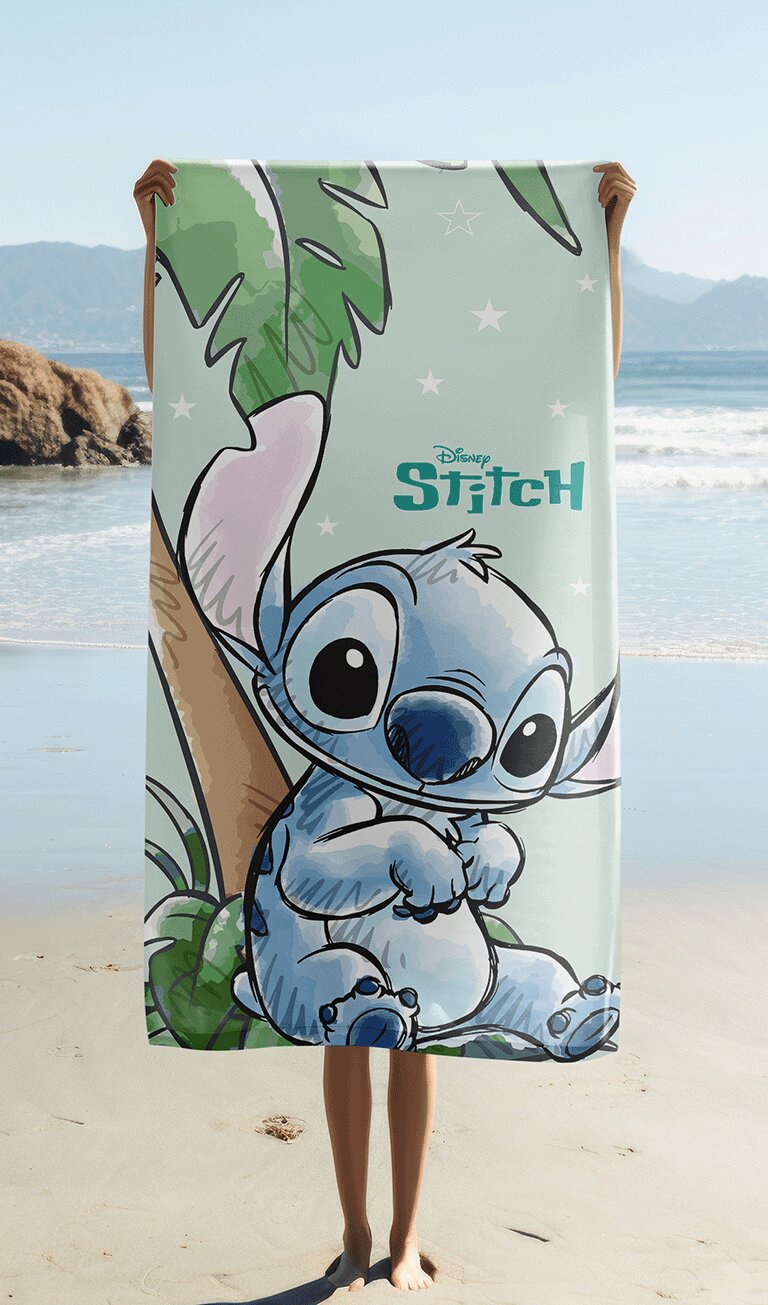 Groen 70 x 140 cm Katoen badlaken van Lilo en Stitch, 70 x 140 cm