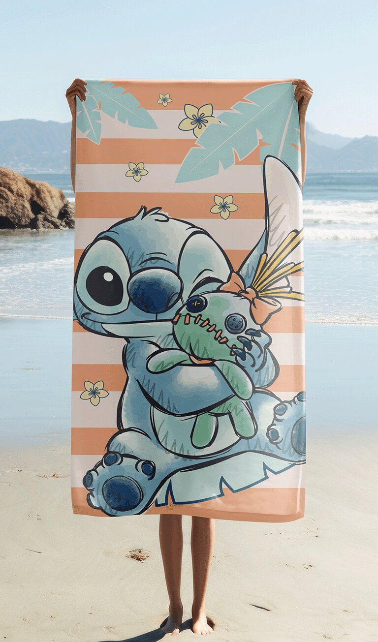 70 x 140 cm oranje badlaken van Lilo en Stitch, 70 x 140 cm