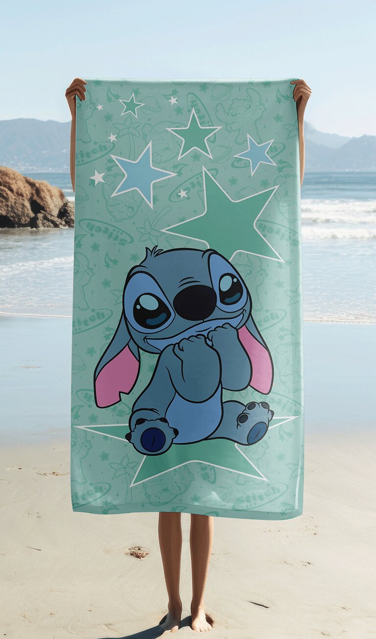 Star groen 70 x 140 cm Katoen badlaken van Lilo en Stitch, 70 x 140 cm