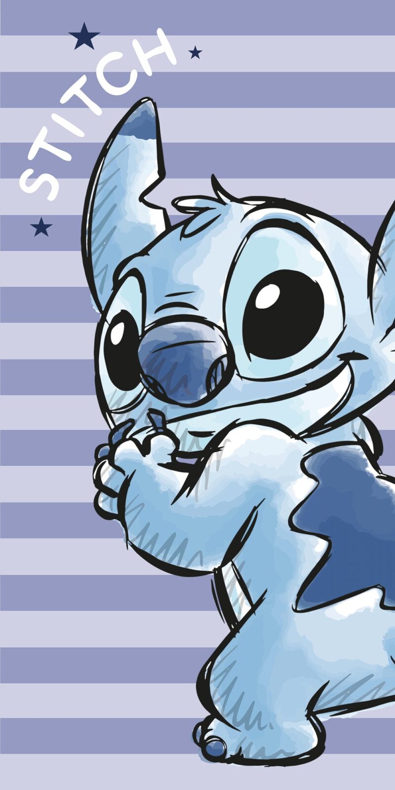 Paars 70 x 140 cm polyester badlaken van Lilo en Stitch, 70 x 140 cm