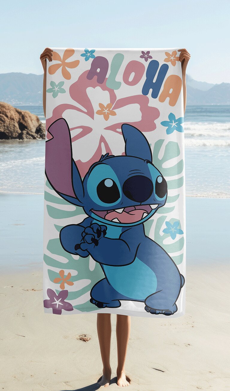 Flowers 70 x 140 cm Katoen badlaken van Lilo en Stitch, 70 x 140 cm