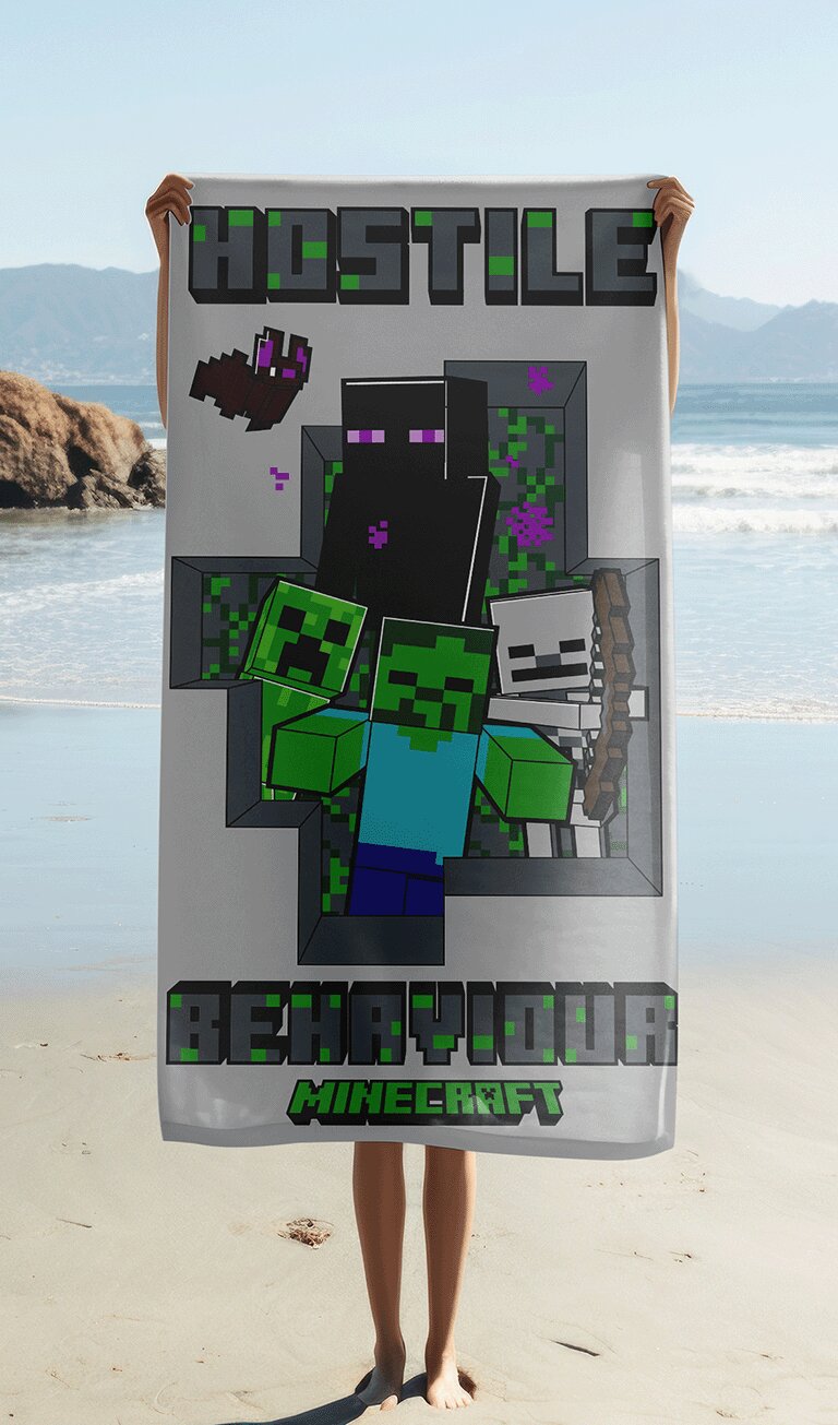 Hostile 70 x 140 cm badlaken van Minecraft, 70 x 140 cm