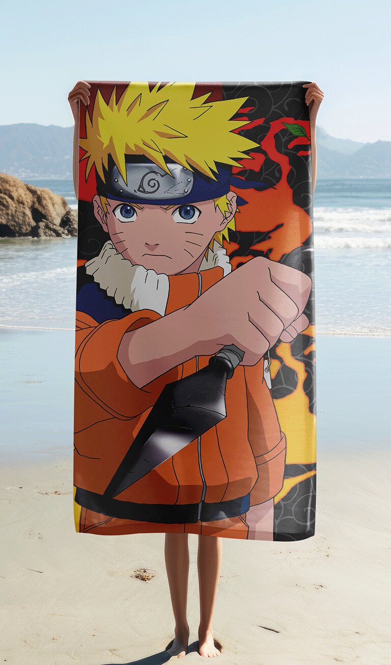 Vlam 70 x 140 badlaken van Naruto, 70 x 140 cm