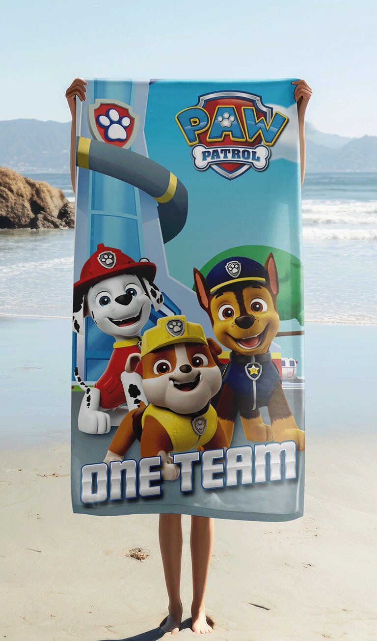 One Team 70 x 140 cm badlaken van Paw Patrol, 70 x 140 cm