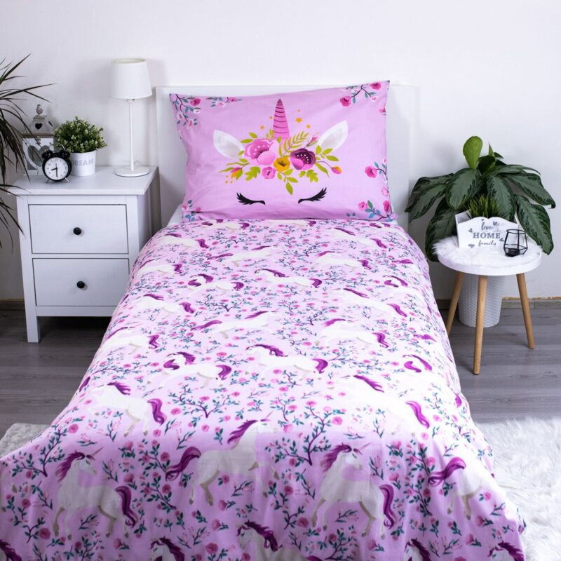 100% katoen dekbedset Flowers van Unicorn in 140 x 200 cm