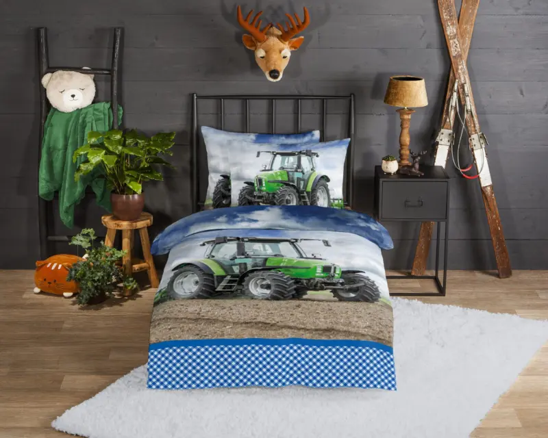Tractor overtrek van Good Morning, 140 x 200/220 cm, kussensloop 60 x 70 cm - kussensloop 60 x 70 cm