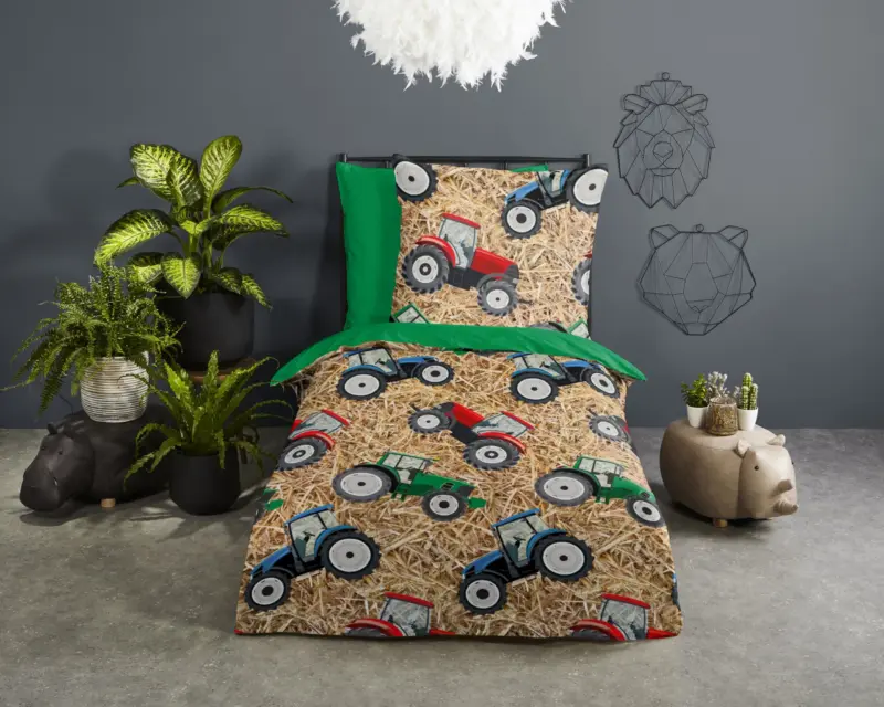 Tractor overtrek van Good Morning, 135 x 200 cm, kussensloop 80 x 80 cm