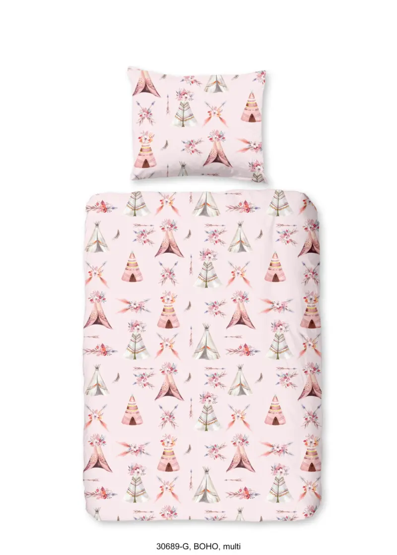 Good Morning dekbedovertrek tipi-tenten / boho - Multicolor - 120 x 150 cm - 100% katoen