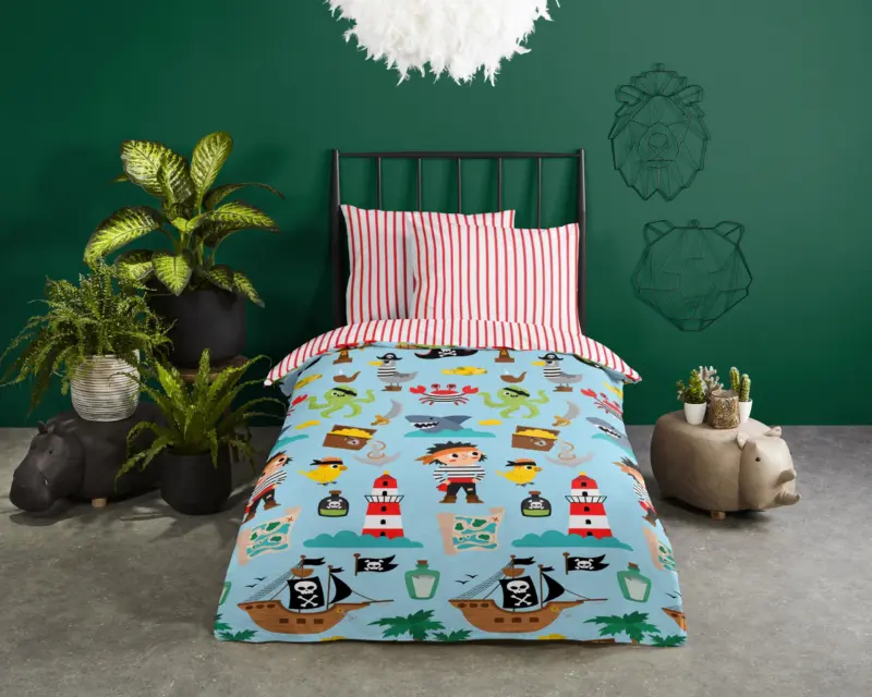 Piraten/ zee thema overtrek van Good Morning, 120 x 150 cm, kussensloop 60 x 70 cm