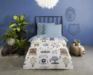 Good Morning dekbedovertrek robots - Multicolor - 120 x 150 cm - 100% katoen