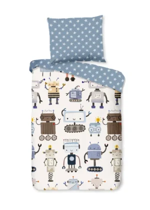 Good Morning dekbedovertrek robots - Multicolor - 100 x 135 cm - 100% katoen