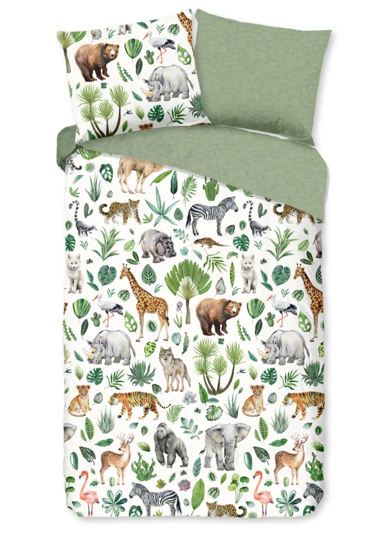 Good Morning dekbedovertrek Afrikaanse dieren / big five - Multicolor - 120 x 150 cm - 100% katoen