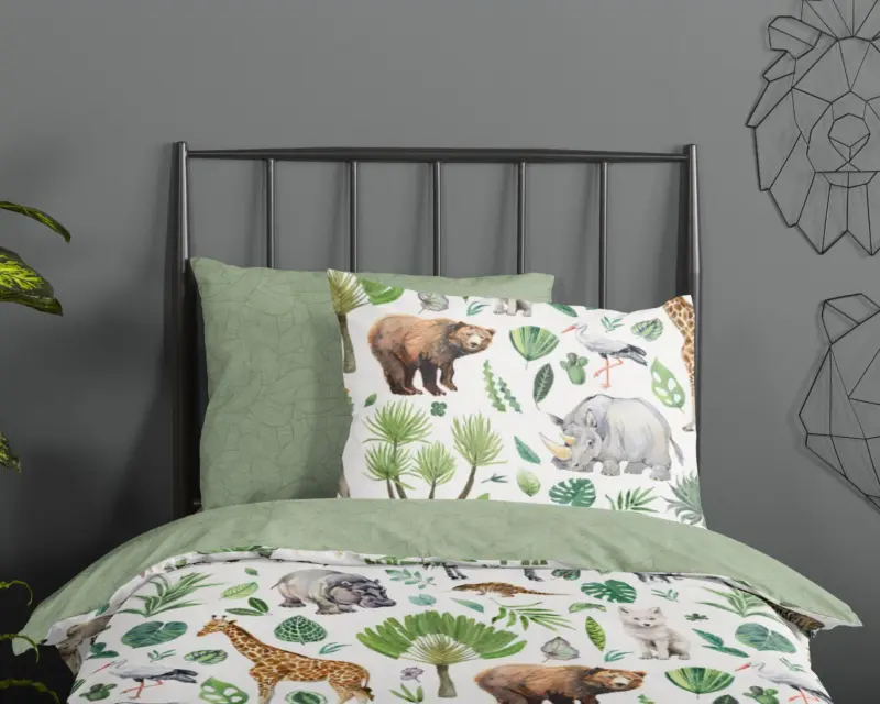 100% katoen dekbedset Afrikaanse dieren / big five van Good Morning in 120 x 150 cm