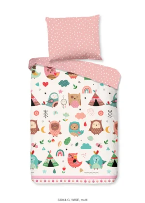Good Morning dekbedovertrek uilen in boho thema - Multicolor - 120 x 150 cm - 100% katoen