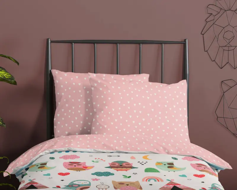100% katoen dekbedset uilen in boho thema van Good Morning in 120 x 150 cm