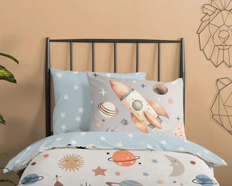 100% katoen dekbedset planeten van Good Morning in 120 x 150 cm
