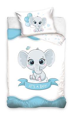 Animal Pictures dekbedovertrek olifantje it's a boy - Wit - 100 x 135 cm - Katoen