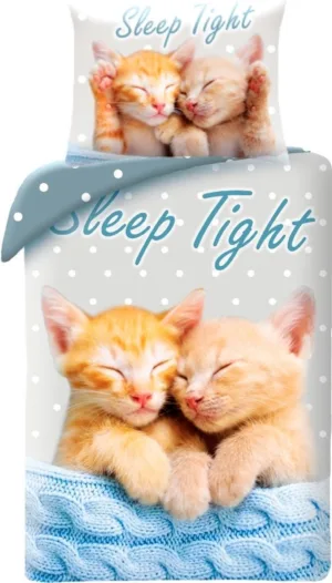 Animal Pictures dekbedovertrek Sleep Tight kittens 140 x 200 cm 70 - Roze - 140 x 200 cm - 100% katoen