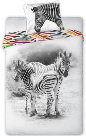 Animal Pictures dekbedovertrek - Zwart/Wit - 140 x 200 cm - 100% katoen