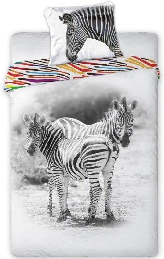 Animal Pictures dekbedovertrek - Zwart/Wit - 140 x 200 cm - 100% katoen