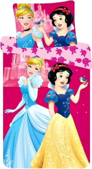 Disney Princess dekbedovertrek Assepoester en sneeuwwitje 90 x 140 - Roze - 90 x 140 cm - 100% katoen