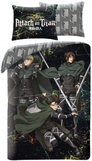 Attack on Titan dekbedovertrek 140 x 200 cm polyester - Zwart - 140 x 200 cm - 100% Polyester