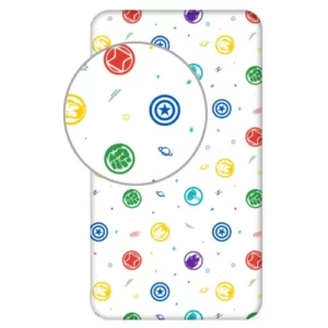 Marvel Avengers hoeslaken logo's - Multicolor - 90 x 200 cm - 100% katoen