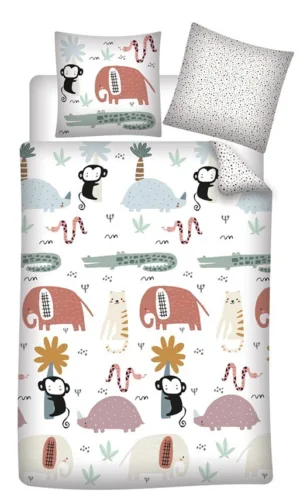 AYmax dekbedovertrek dieren 140 x 200 cm - Multicolor - 140 x 200 cm - 100% katoen