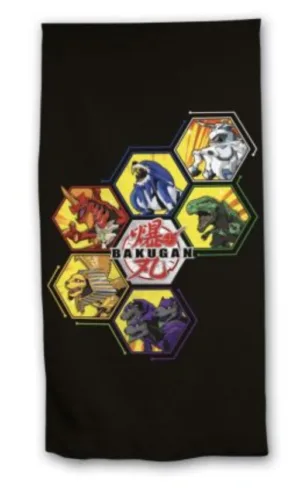 Bakugan strandlaken zwart 70 x 140 cm katoen - Zwart - 70 x 140 cm - 100% katoen