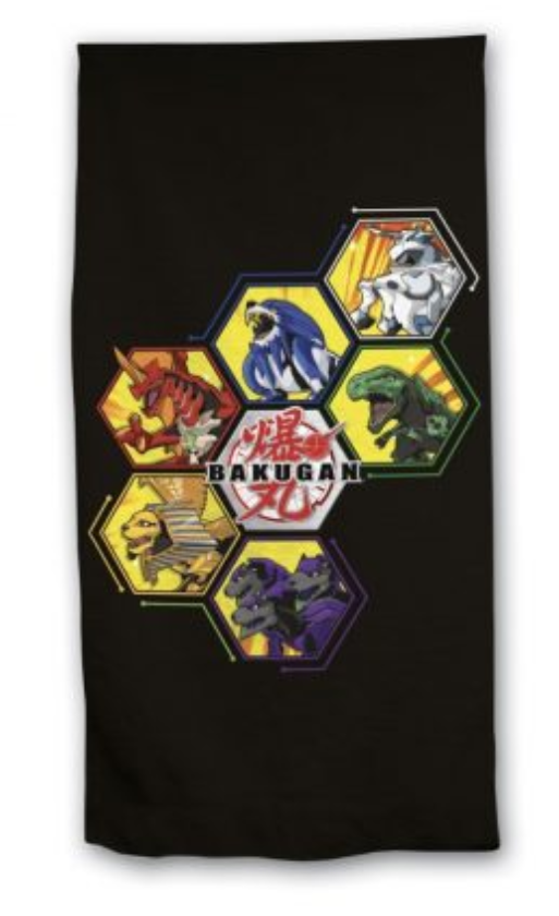 Bakugan strandlaken zwart 70 x 140 cm katoen - Zwart - 70 x 140 cm - 100% katoen