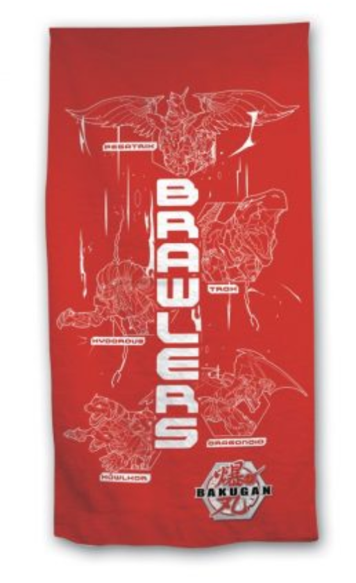 Bakugan strandlaken rood 70 x 140 cm katoen - Rood - 70 x 140 cm - 100% katoen
